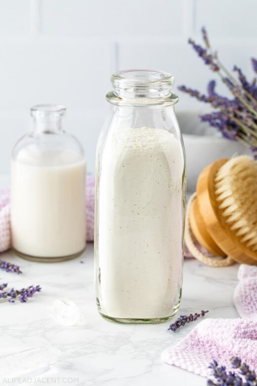 Lavender milk bath with lavender essential oil