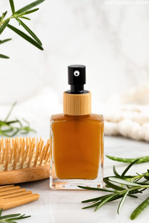 DIY hair growth serum with rosemary water.