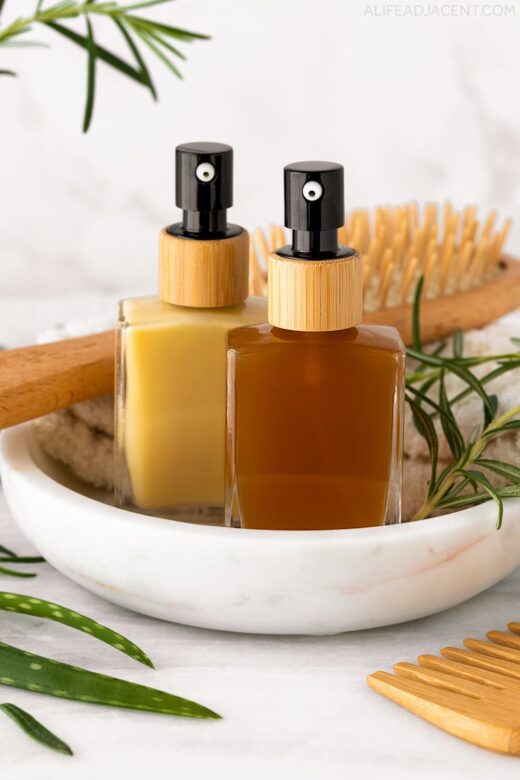 DIY hair serums for growth with rosemary oil and rosemary water.
