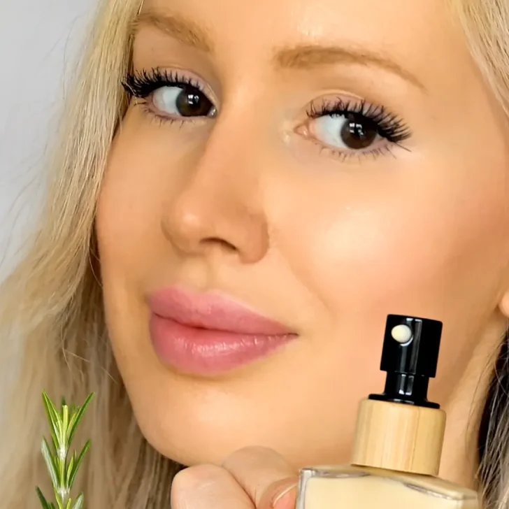 Girl with DIY hair growth serum
